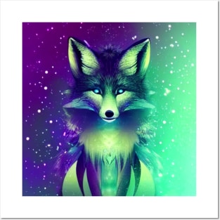 Beautiful purple and green fox Posters and Art